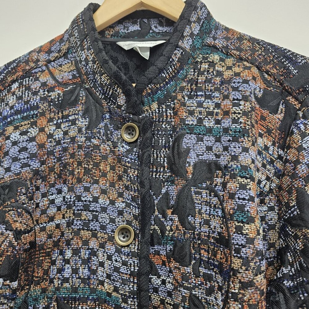Christopher & Banks Tapestry Jacket XL Metal Buttons Multicolor Textured Artsy - Picture 6 of 8